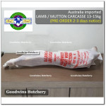 Carcase carcass LAMB karkas domba kambing muda Australia MIDFIELD frozen +/- 13kg 140cm (price/kg) PREORDER 2-3 days notice